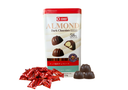 Coco: 58% Dark Chocolate coated almond